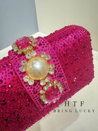 Crossbody Handtasche Kristalle Strass Abend mit Kette