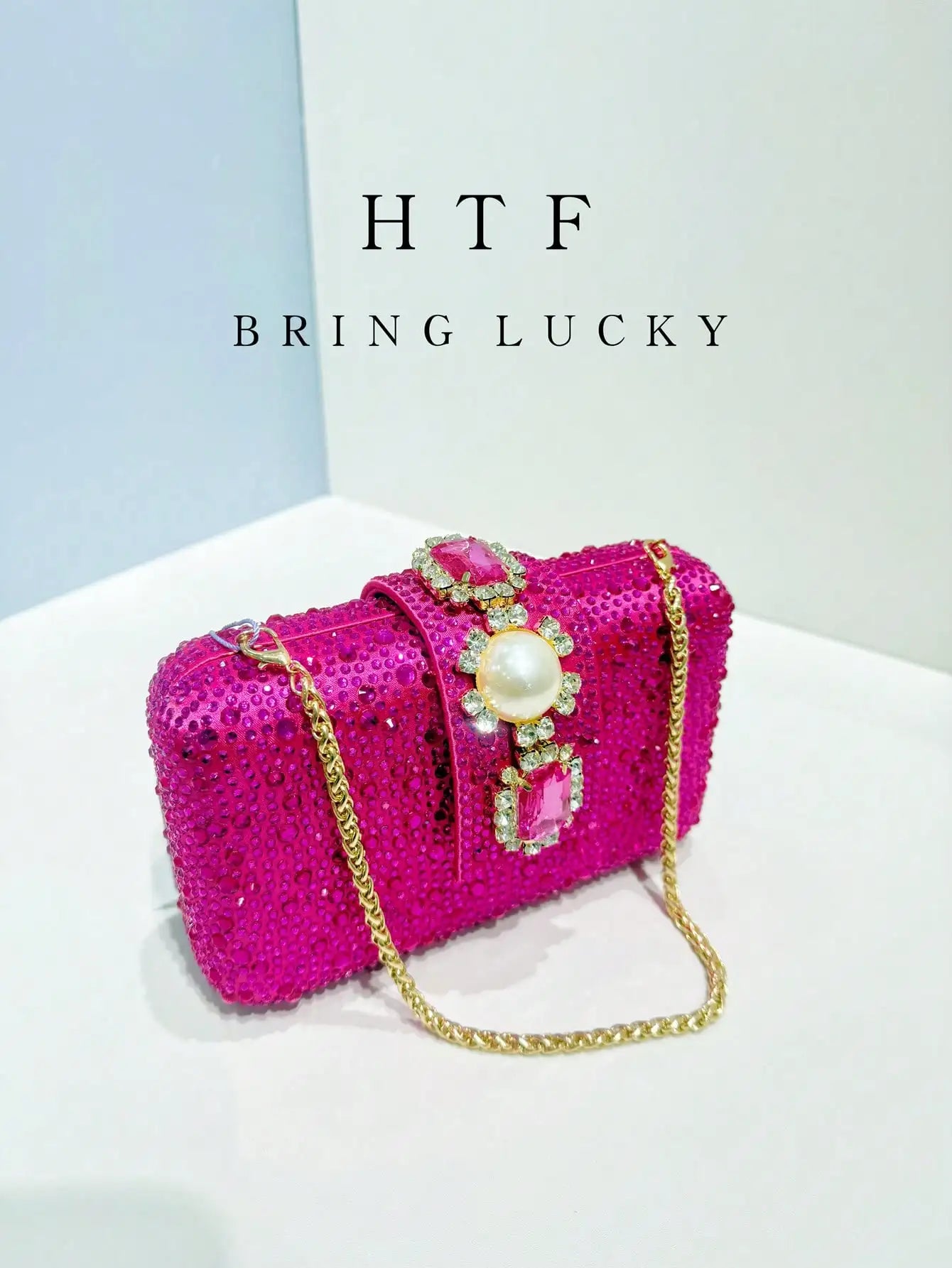 Crossbody Handtasche Kristalle Strass Abend mit Kette