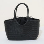 Echte Leder Schultertasche Weben Lässige Einkaufstasche