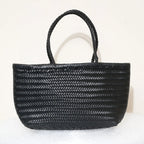 Echte Leder Schultertasche Weben Lässige Einkaufstasche