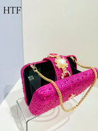 Crossbody Handtasche Kristalle Strass Abend mit Kette