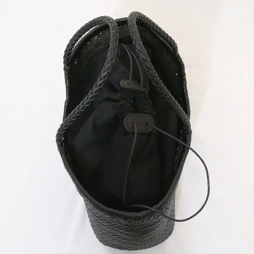 Echte Leder Schultertasche Weben Lässige Einkaufstasche