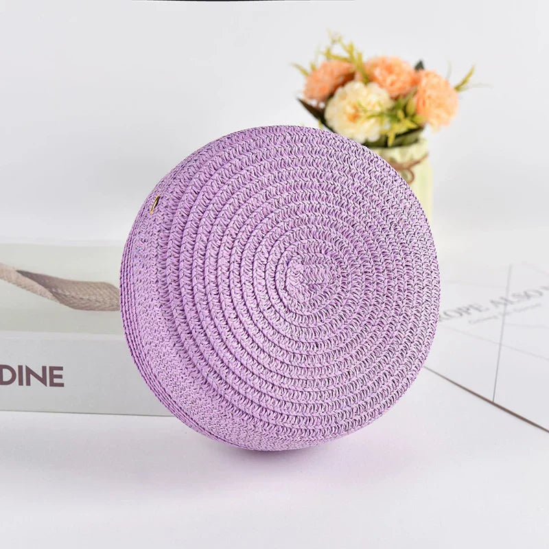 Stilvolle runde handgewebte Umhängetasche mit Reißverschluss von Angel